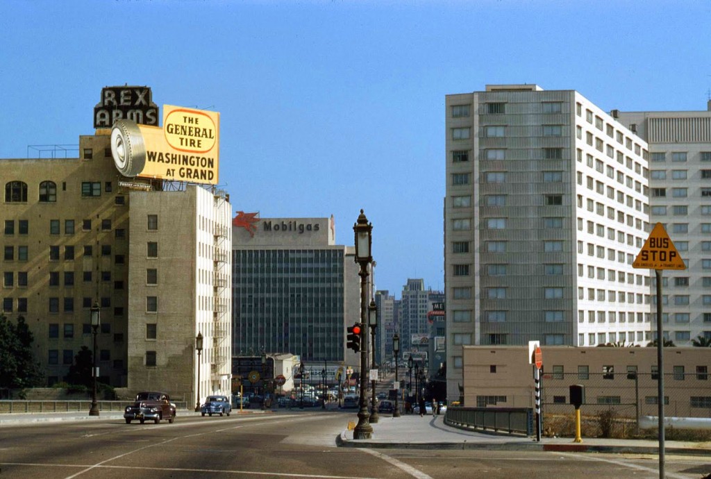 1954 Los Angeles Rex Arms building Mobilgas building and Gen