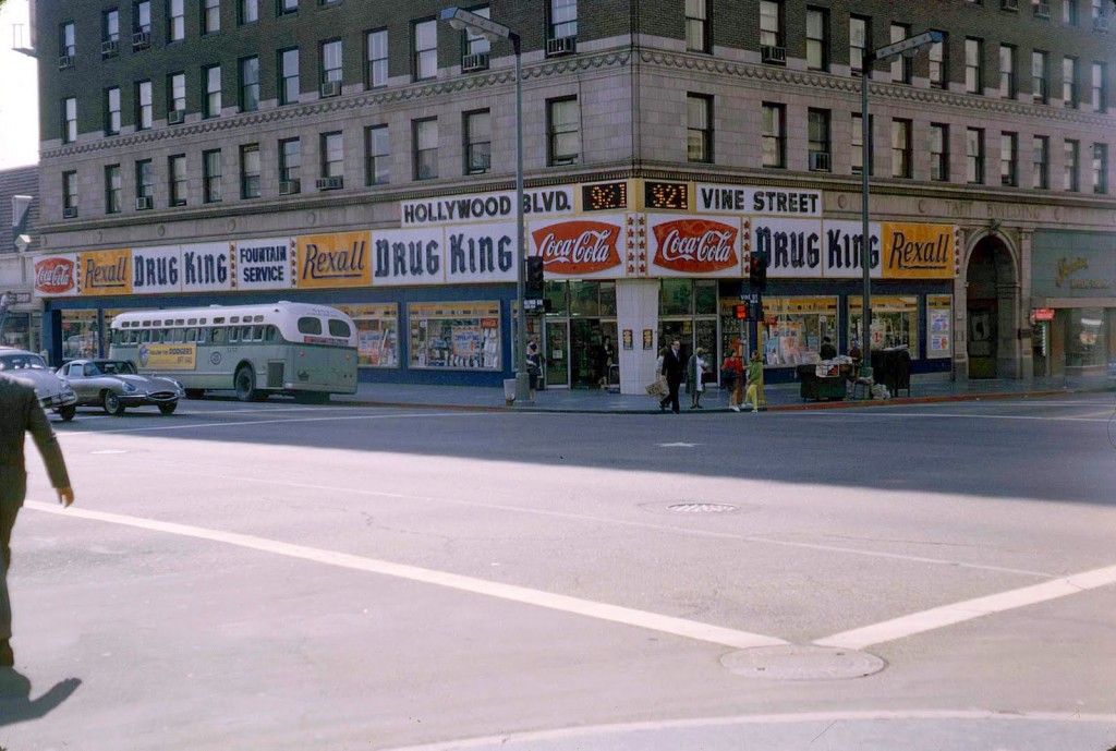1965 Drugstore at Hollywood and Vine Drug King and Rexall
